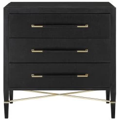 Verona Black Lacquered Linen/Champagne Chest