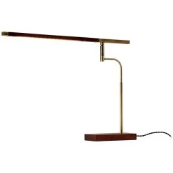 Adesso Barrett 17 Inch 7.00 Watt Walnut With Antique Brass Accents Desk Lamp Portable Light, With USB Port