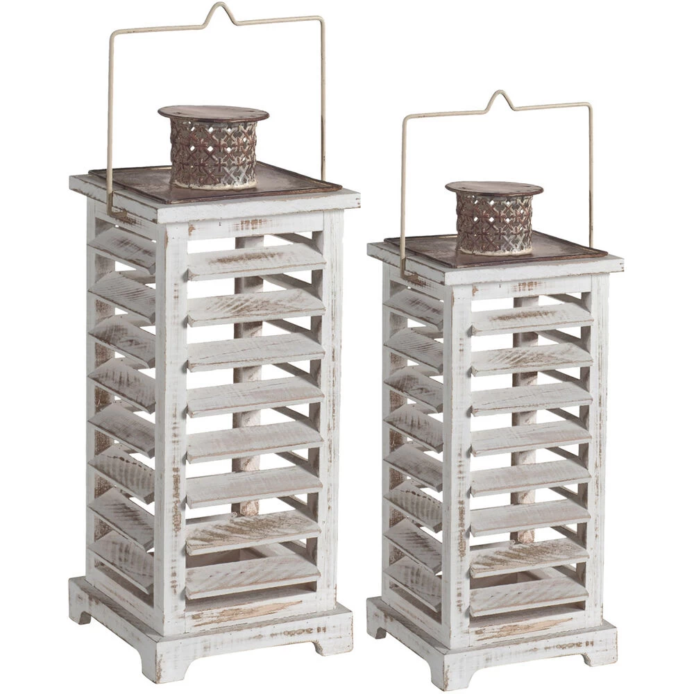 Hesper 19 X 7 Inch White Patio Candle Lanterns, Set Of 2