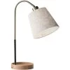 Adesso Jeffrey 21 Inch 60.00 Watt Black And Antique Brass With Natural Rubber Wood Desk Lamp Portable Light, With USB Port