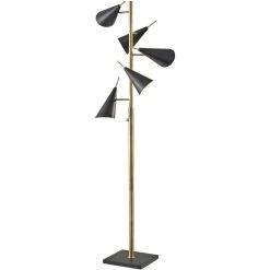Adesso Owen 72 Inch 40.00 Watt Antique Brass And Black Tree Lamp Portable Light