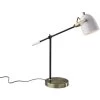 Adesso Casey 19 Inch 40.00 Watt Black And White With Antique Brass Desk Lamp Portable Light