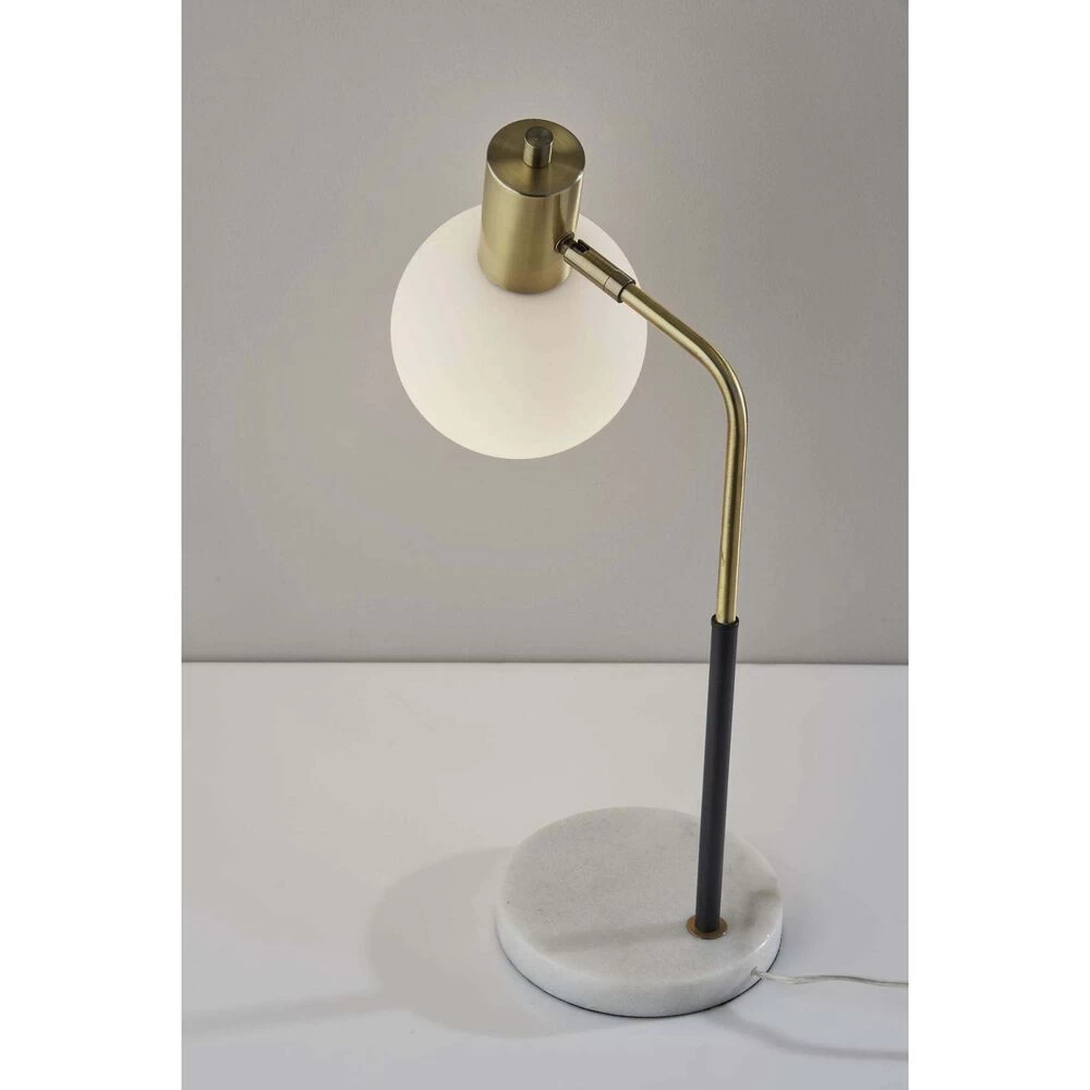 Adesso Corbin 21 Inch 40.00 Watt Black And Antique Brass Desk Lamp Portable Light - Image 3