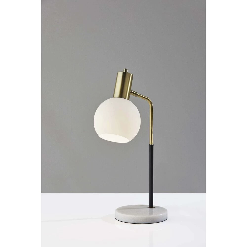 Adesso Corbin 21 Inch 40.00 Watt Black And Antique Brass Desk Lamp Portable Light - Image 7