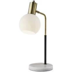 Adesso Corbin 21 Inch 40.00 Watt Black And Antique Brass Desk Lamp Portable Light