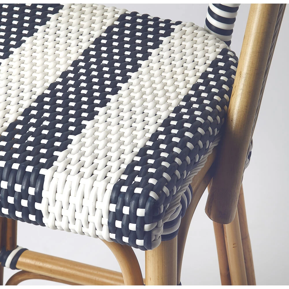 Designer'S Edge Lila Blue & White Stripe Rattan 41 Inch Blue Barstool - Image 8