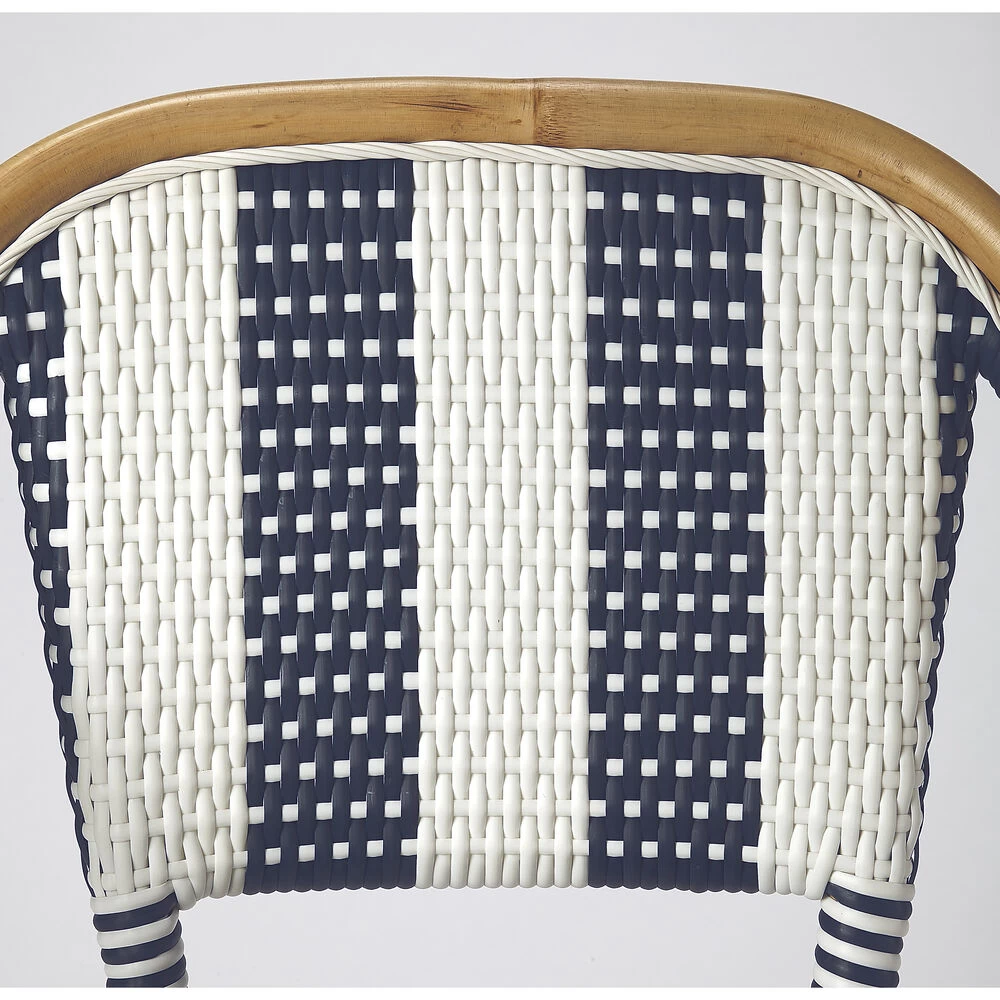 Designer'S Edge Lila Blue & White Stripe Rattan 41 Inch Blue Barstool - Image 9