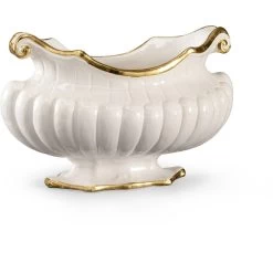 Chelsea House White Glaze/Metallic Gold Trim Pot