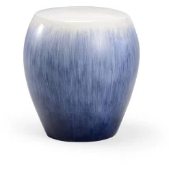 Shayla Copas 20 Inch Blue/White Glaze Garden Seat