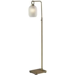 Adesso Lancaster 59 Inch 40.00 Watt Antique Brass Floor Lamp Portable Light