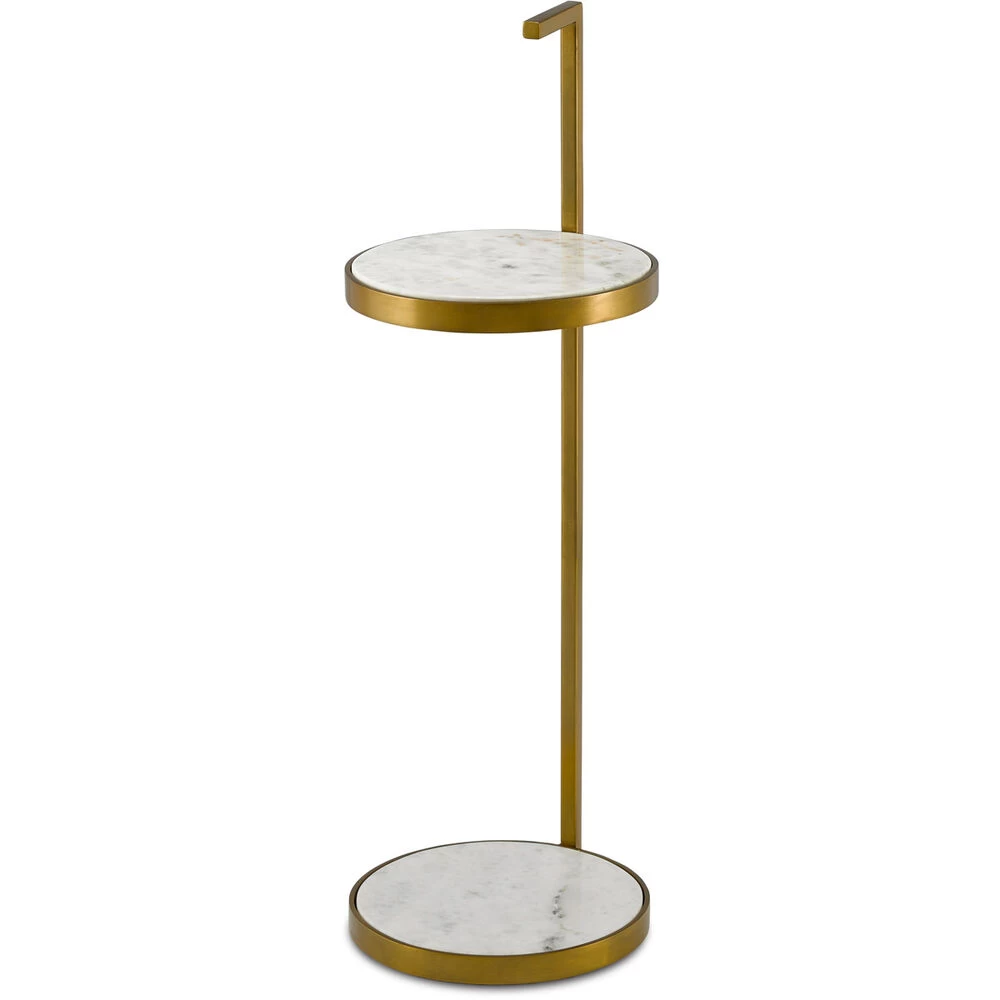 Silas 30 X 11 Inch Antique Brass/White Drinks Table