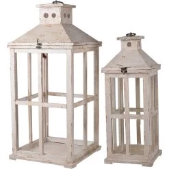 Reed 25 X 12 Inch White Patio Candle Lanterns, Set Of 2