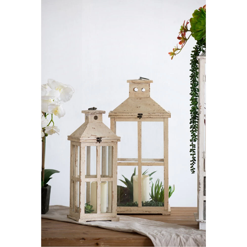 Reed 25 X 12 Inch White Patio Candle Lanterns, Set Of 2 - Image 2