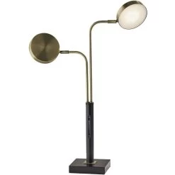 Adesso Rowan 25 Inch 6.00 Watt Black And Antique Brass Desk Lamp Portable Light, With Smart Switch