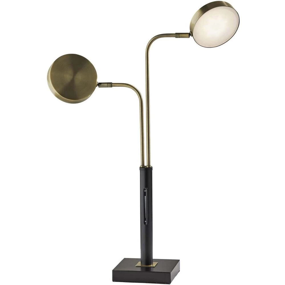 Adesso Rowan 25 Inch 6.00 Watt Black And Antique Brass Desk Lamp Portable Light, With Smart Switch