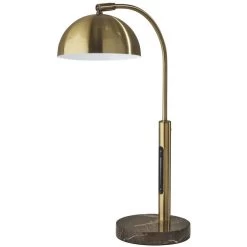 Adesso Bolton 19 Inch 6.00 Watt Antique Brass Desk Lamp Portable Light