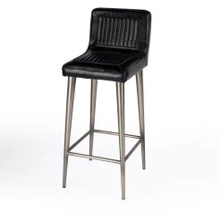 Maxwell Leather 32" Bar Stool In Black