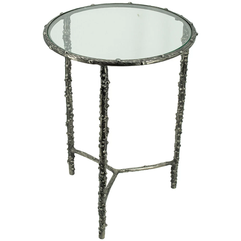 Touch Of Glam 24 X 17 Inch Silver Antique Side Table - Image 2