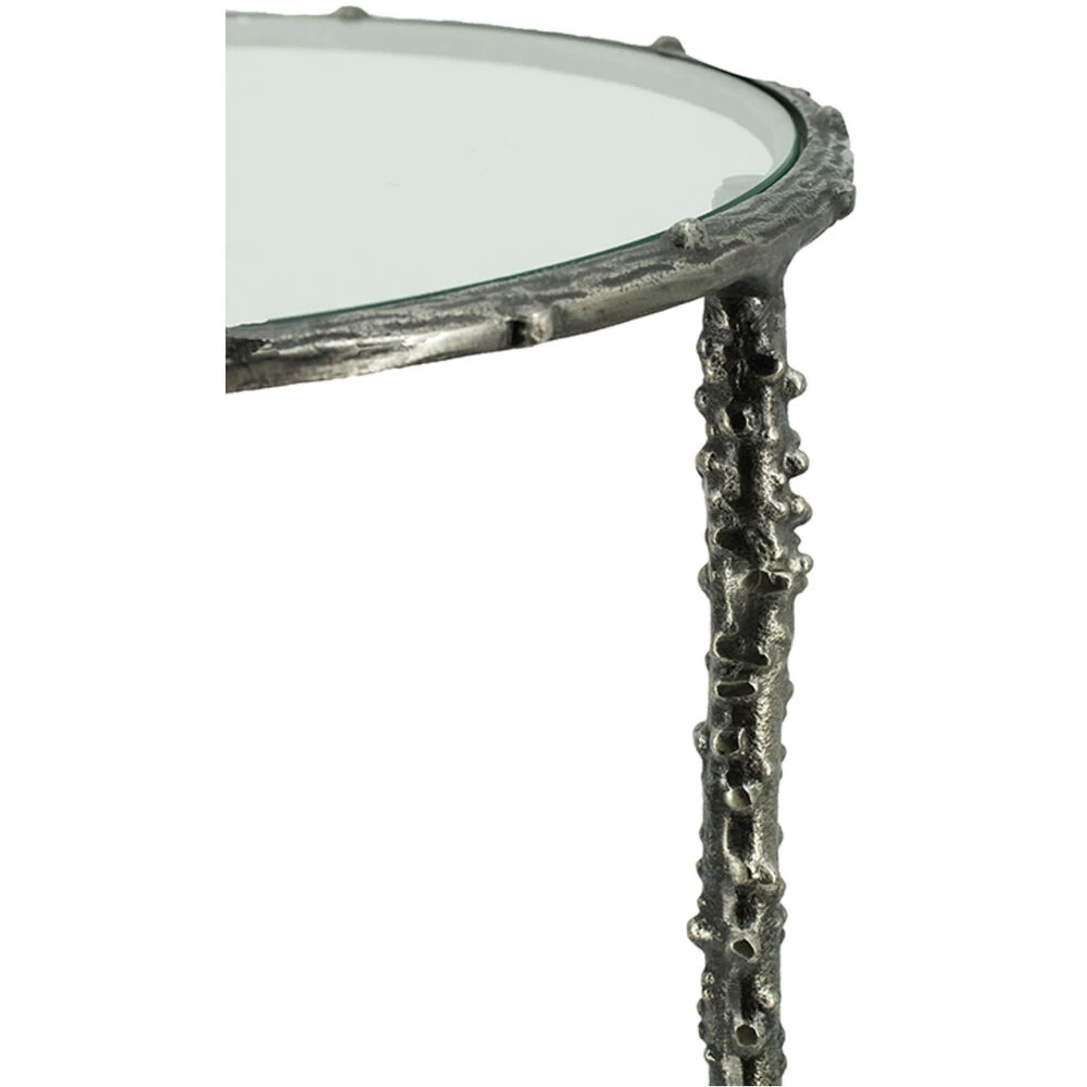 Touch Of Glam 24 X 17 Inch Silver Antique Side Table - Image 3