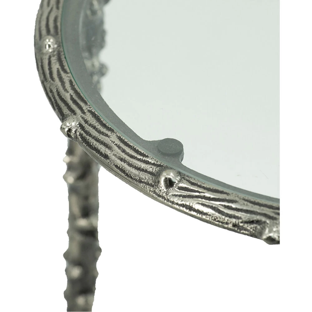Touch Of Glam 24 X 17 Inch Silver Antique Side Table - Image 4