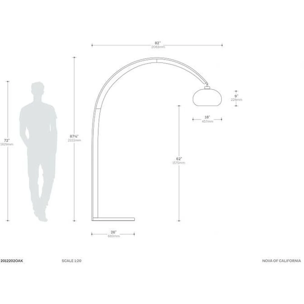 Vaulted 86 Inch 100.00 Watt Weathered Brass And Walnut With Black Arc Floor Lamp Portable Light - Image 9