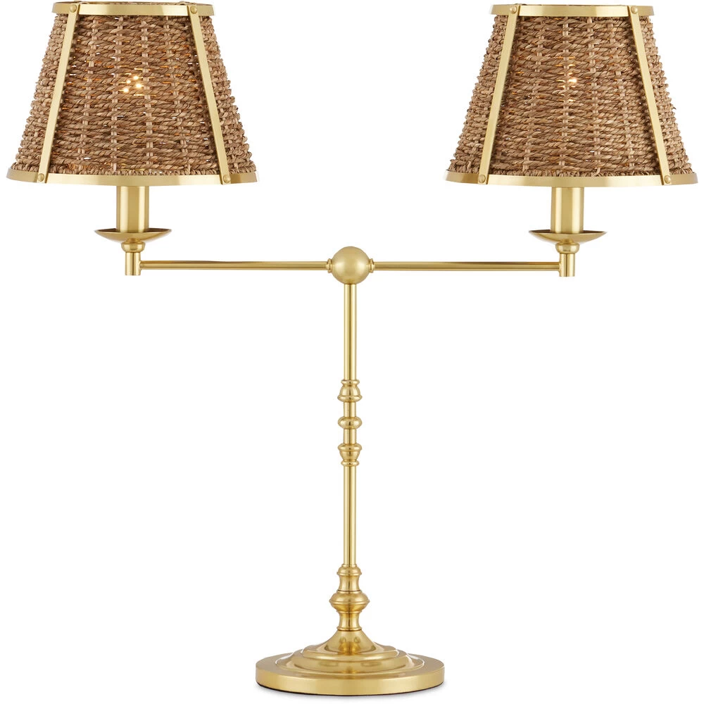 Deauville 25 Inch 7.00 Watt Polished Brass/Natural Desk Lamp Portable Light, Suzanne Duin Collection