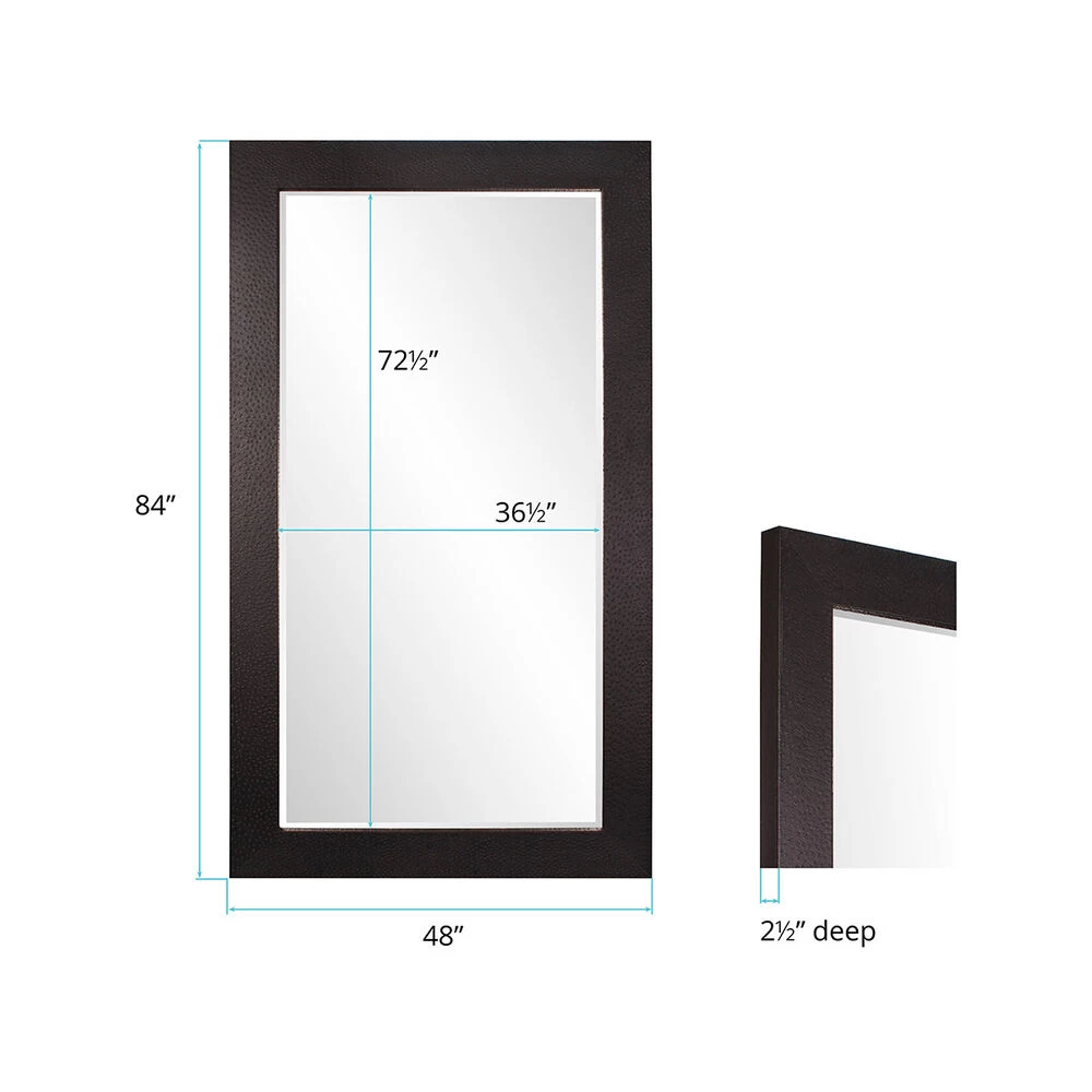 Wilde 84 X 48 Inch Ostrich Textured Faux Leather Floor Mirror - Image 4