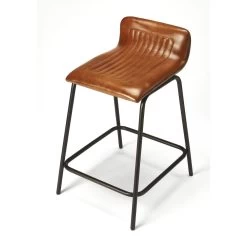 Industrial Chic Ludlow Leather & Metal 29 Inch Brown Leather Barstool