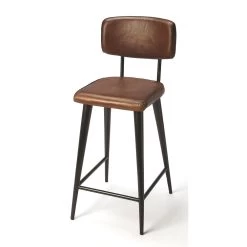 Industrial Chic Saddle 39 Inch Brown Leather Barstool