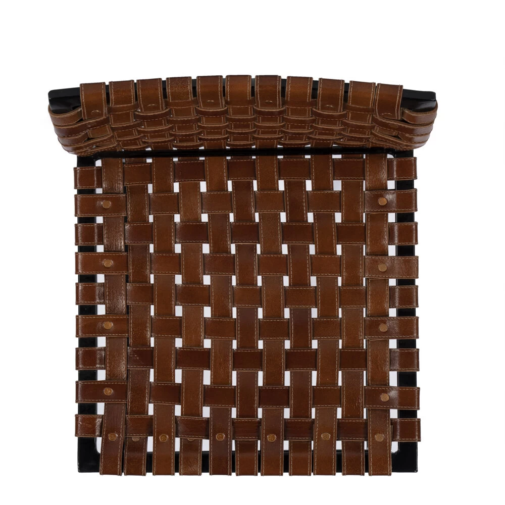 Urban Brown Woven Leather Bar Stool - Image 8