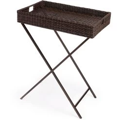 Fern Dark Brown Rattan End Or Side Table
