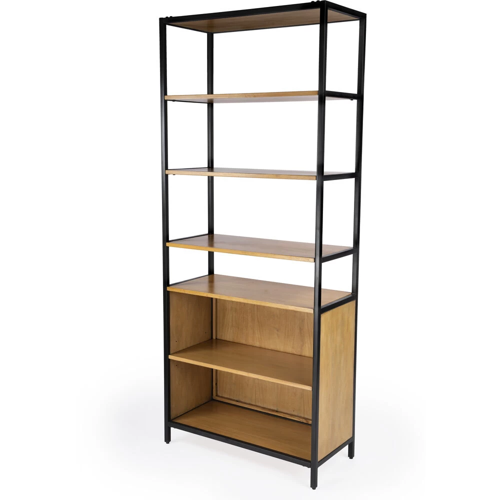 Hans 35.25" W X 84.25"H Etagere Bookcase With Open Storage In Light Brown - Image 3