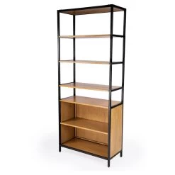 Hans 35.25" W X 84.25"H Etagere Bookcase With Open Storage In Light Brown