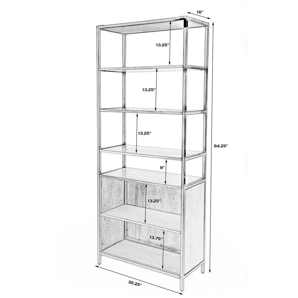 Hans 35.25" W X 84.25"H Etagere Bookcase With Open Storage In Light Brown - Image 2