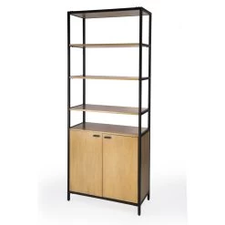 Hans 35.25" W X 84.25"H Open & Closed Etagere Bookcase In Light Brown
