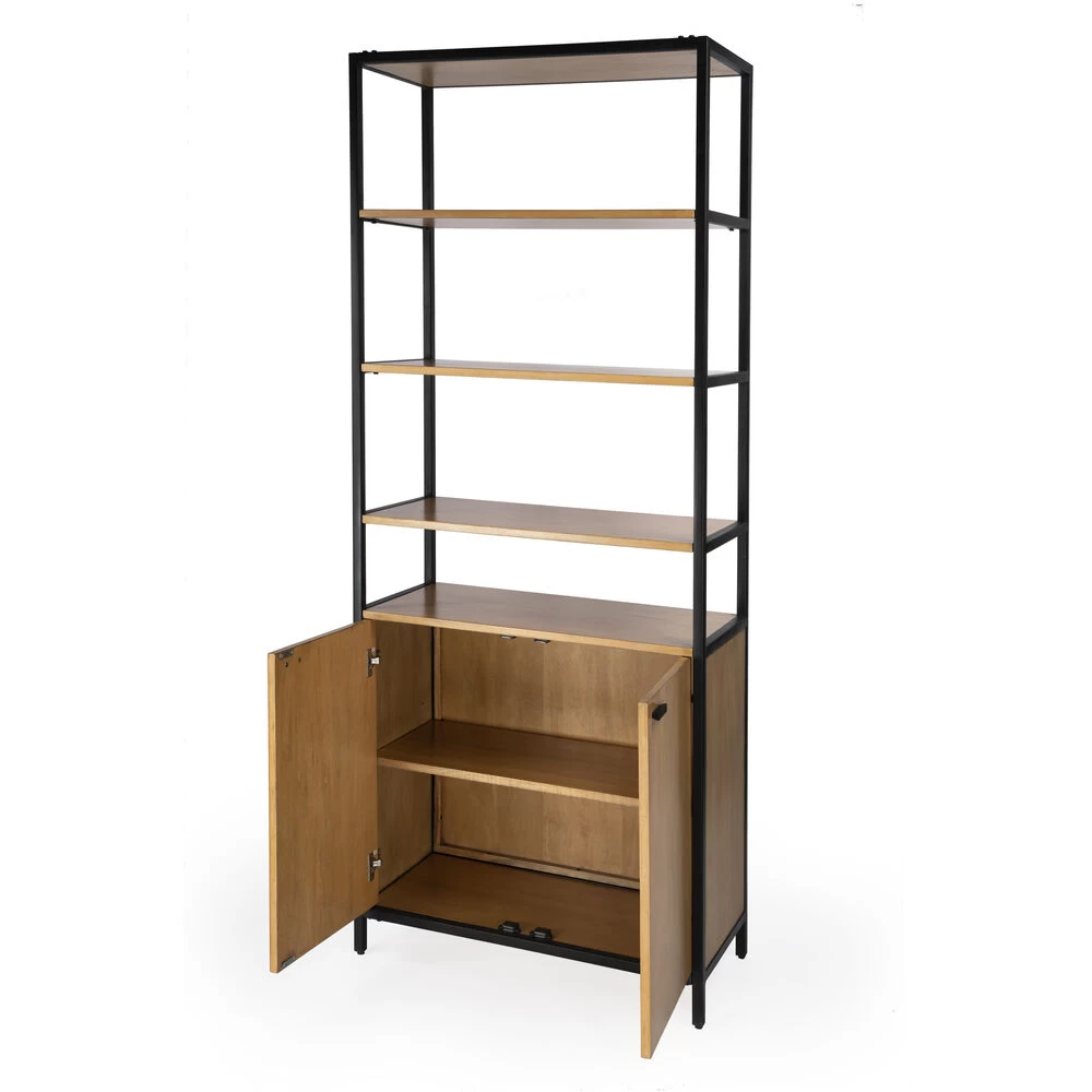 Hans 35.25" W X 84.25"H Open & Closed Etagere Bookcase In Light Brown - Image 4