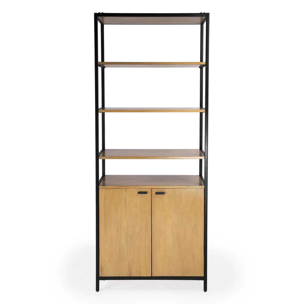 Hans 35.25" W X 84.25"H Open & Closed Etagere Bookcase In Light Brown - Image 5