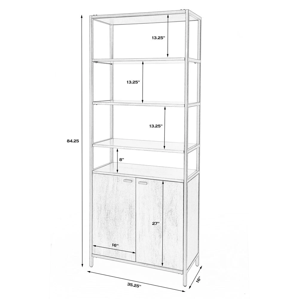 Hans 35.25" W X 84.25"H Open & Closed Etagere Bookcase In Light Brown - Image 3