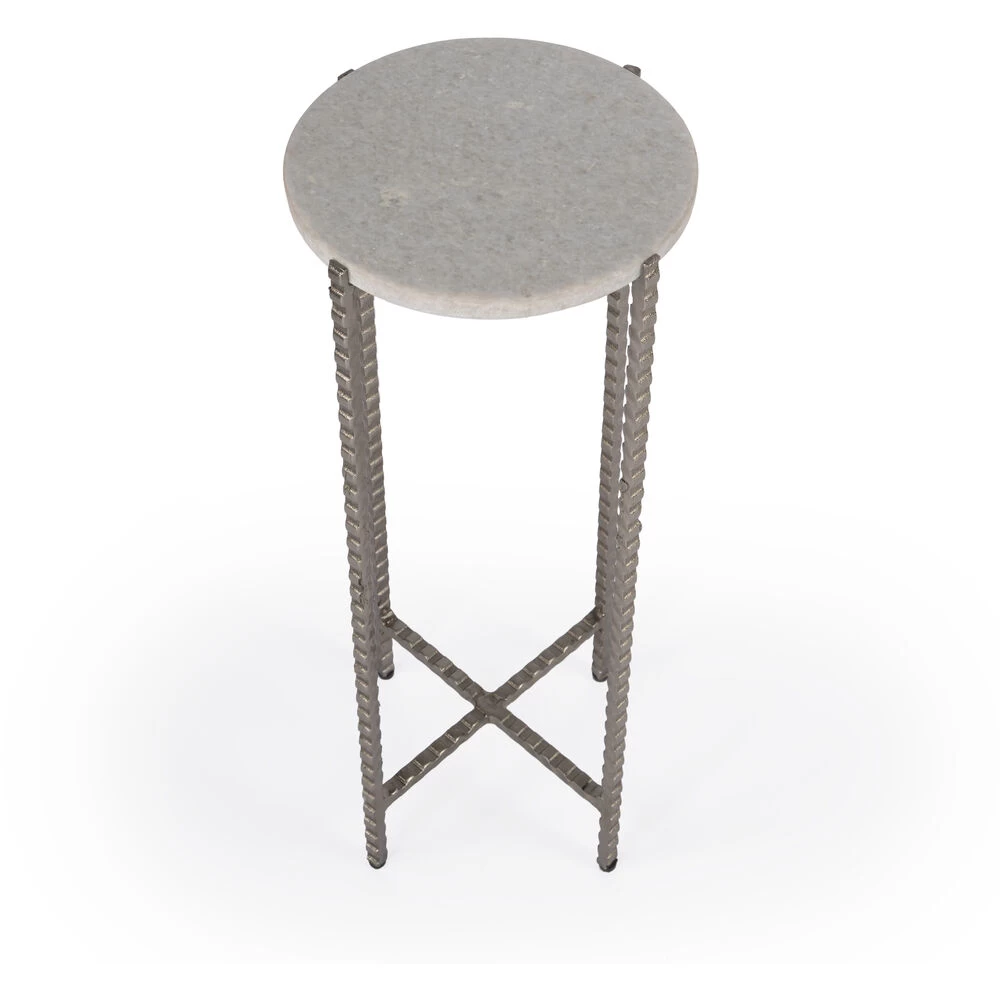 Nigella Marble And Silver Cross Legs Side Table In Multi-Color - Image 3