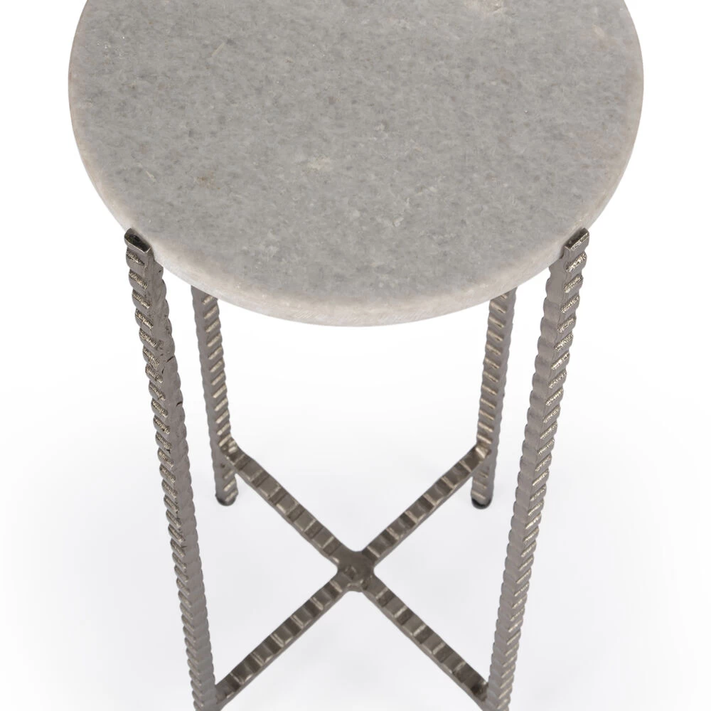 Nigella Marble And Silver Cross Legs Side Table In Multi-Color - Image 6