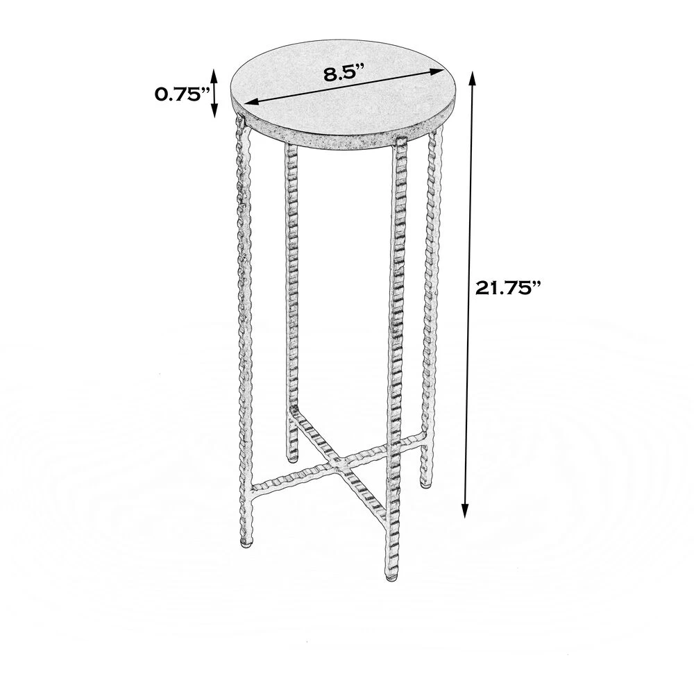 Nigella Marble And Silver Cross Legs Side Table In Multi-Color - Image 2