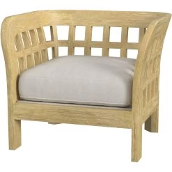 Monhegan Teak Outdoor Lounge Chair In Light Brown