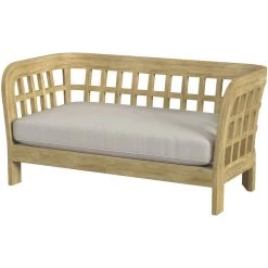 Monhegan Teak Outdoor Loveseat In Light Brown