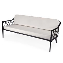 Southport Iron Upholstered Outdoor Sofa In Black