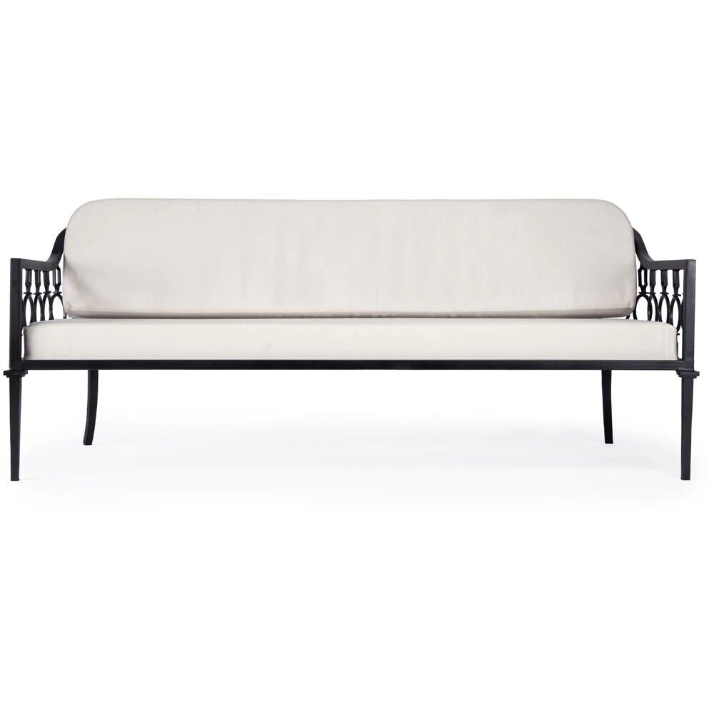 Southport Iron Upholstered Outdoor Sofa In Black - Image 5