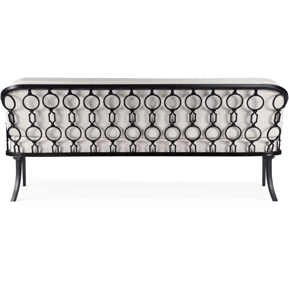 Southport Iron Upholstered Outdoor Sofa In Black - Image 8