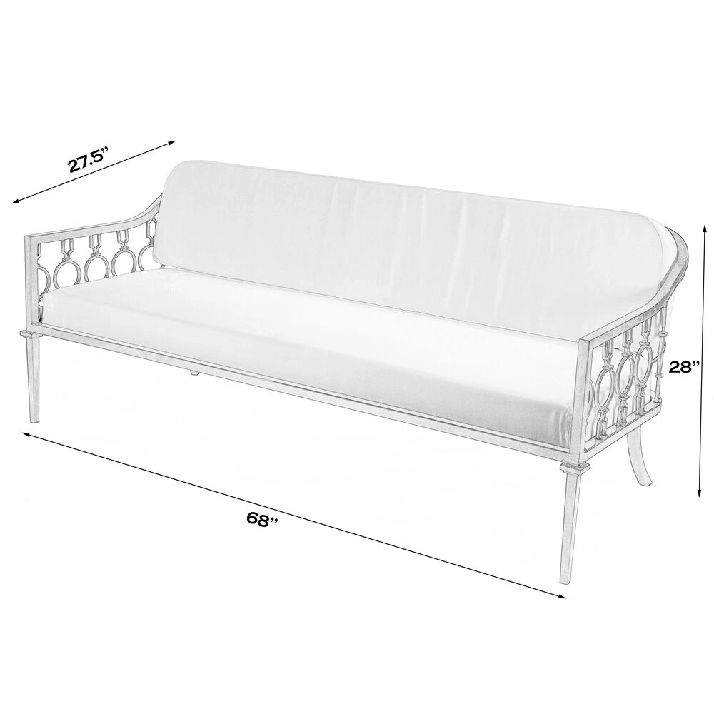 Southport Iron Upholstered Outdoor Sofa In Black - Image 3