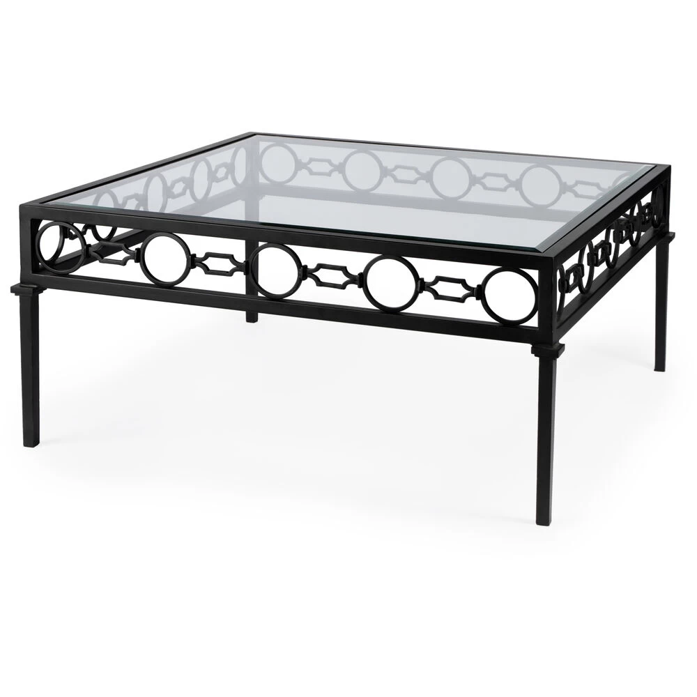 Southport Iron Outdoor Coffee Table In Black