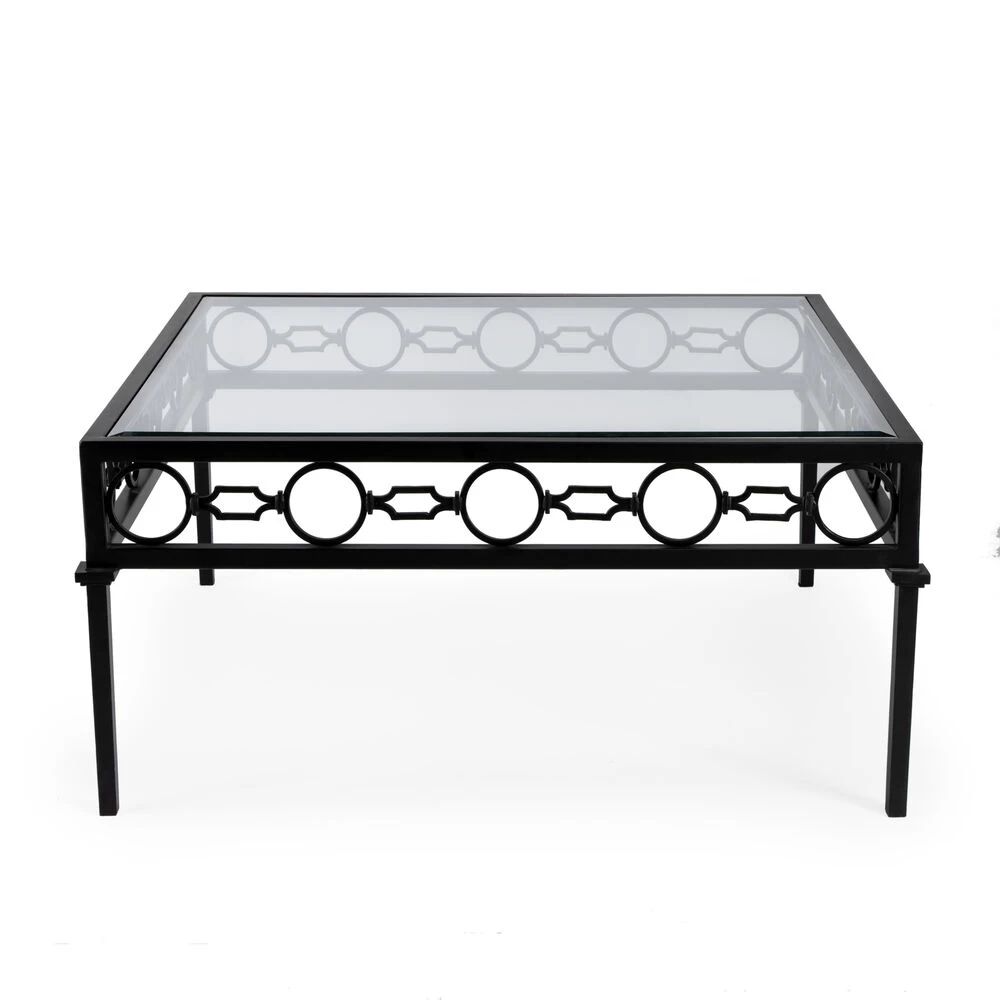 Southport Iron Outdoor Coffee Table In Black - Image 4