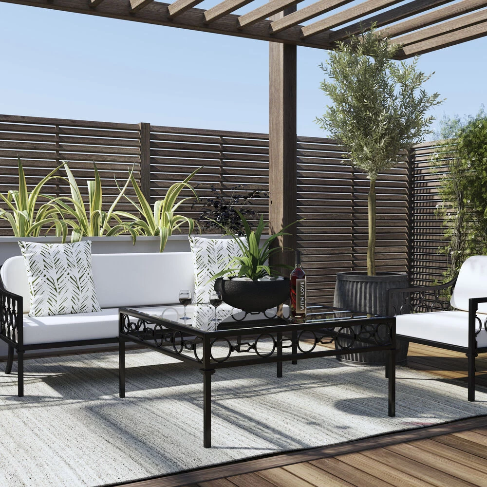 Southport Iron Outdoor Coffee Table In Black - Image 2